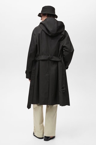 Trench ceinture à capuche - Noir