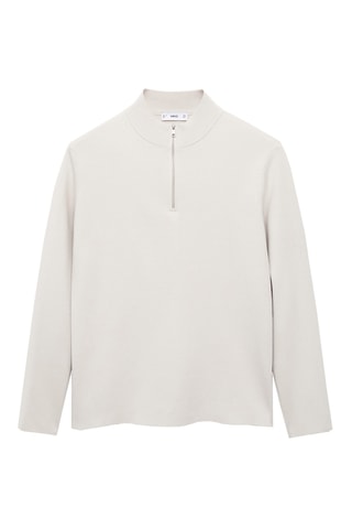 Pull-over maille col montant - Gris clair