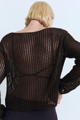 Pull crochet manches longues - Marron