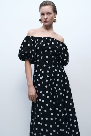 Robe bustier à pois - Noir