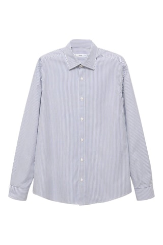 Chemise 100 % coton rayures slim-fit - Bleu