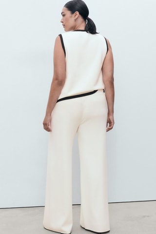 Pantalon maille bas contrastant - Blanc