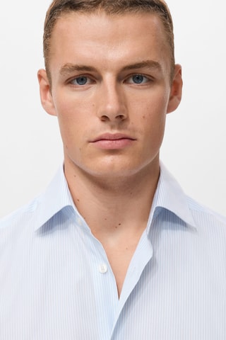 Chemise 100 % coton rayures slim-fit - Ciel