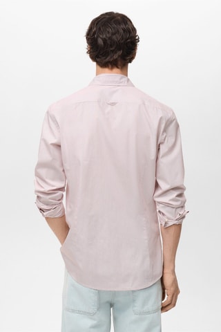 Chemise 100 % coton rayures slim-fit - Rouge