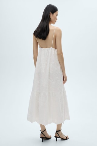 Robe bretelles broderie florale - Blanc