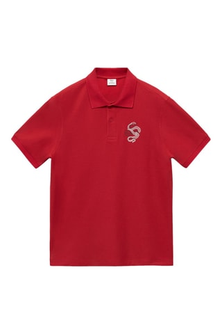Polo 100 % coton brodé graphique poitrine - Rouge