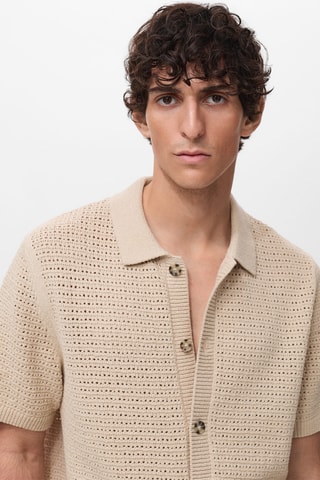 Chemise maille ajourée - Beige