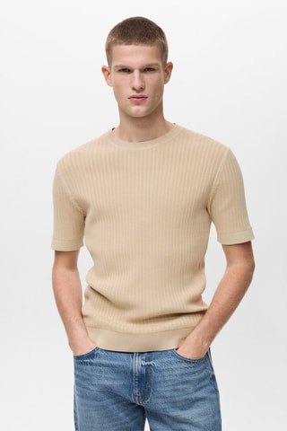 T-shirt maille coton tressé - Blanc