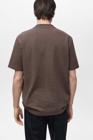 T-shirt coton seersucker - Marron