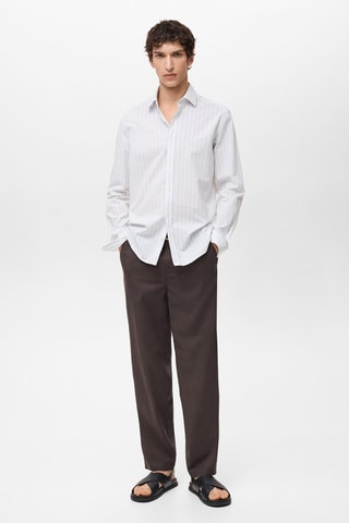 Chemise à rayures 100% coton coupe régulière - Blanc