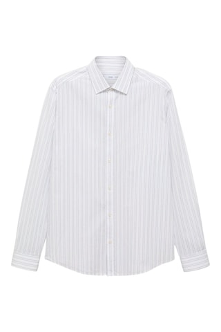 Chemise à rayures 100% coton coupe régulière - Blanc