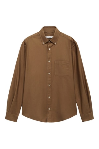 Chemise 100 % coton Oxford - Marron