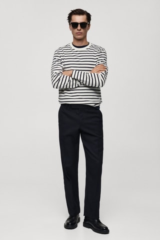 T-shirt 100 % coton rayures - Bleu marine