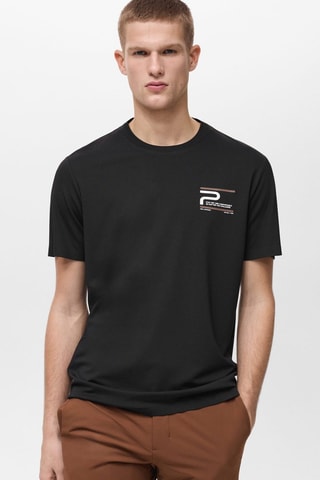 T-shirt slim-fit imprimé COOLMAX® -fit - Noir