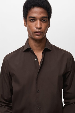 Chemise regular-fit 100 % coton - Marron