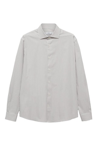 Chemise slim fit coton rayée - Marron