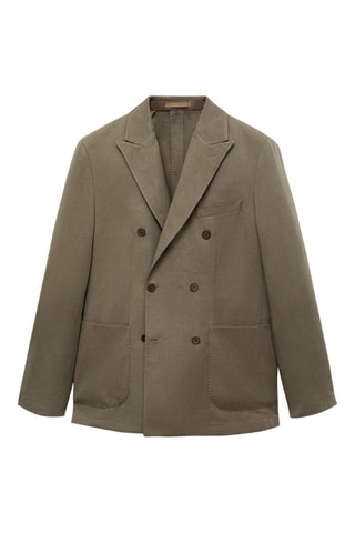 Veste costume croisée lin mélangé slim-fit - Gris
