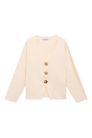 Veste en maille boutons bijoux - Blanc