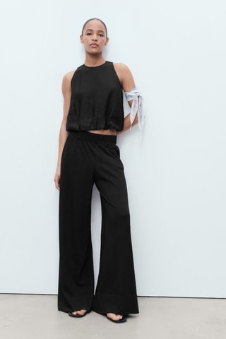 Pantalon droit maille fine - Noir