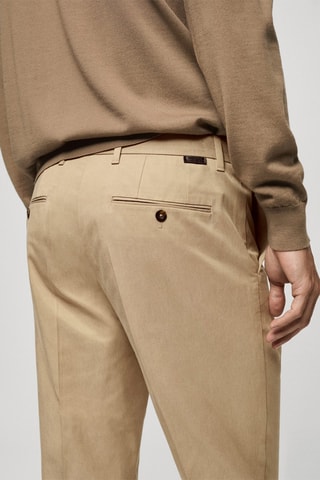 Pantalon en coton regular fit - Beige