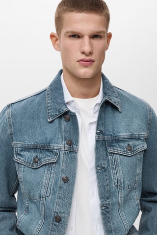 Veste en jean effet usé - Bleu