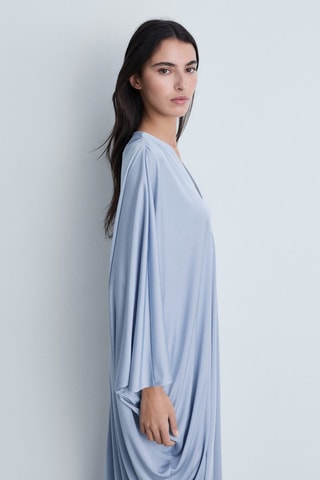 Robe asymétrique drapée - Bleu