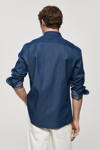 Chemise slim fit coton chambray - Bleu