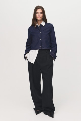 Veste denim crop - Bleu