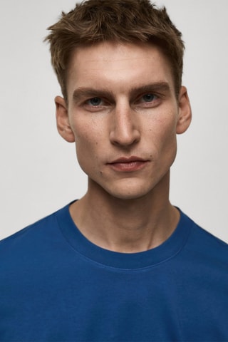T-shirt coupe regular, poids moyen - Bleu