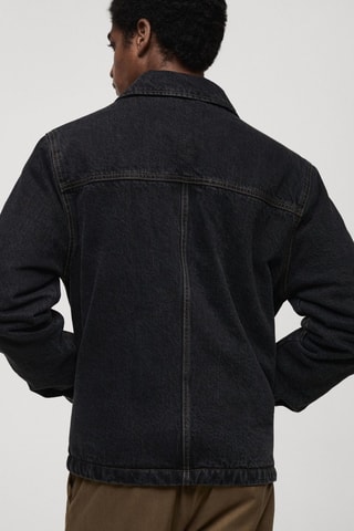 Blouson en jean délavé foncé - Gris