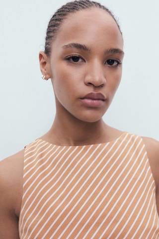Top en coton asymétrique à rayures - Marron