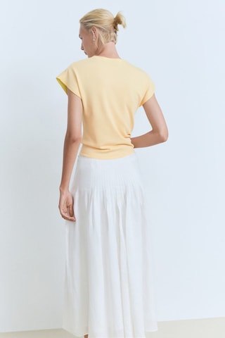 Pull-over maille fine manches courtes - Jaune