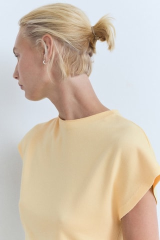 Pull-over maille fine manches courtes - Jaune