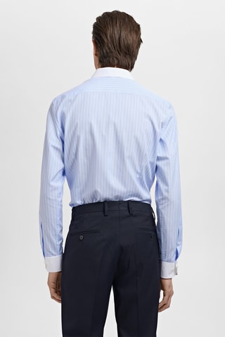 Chemise costume slim-fit en imprimé rayé - Ciel