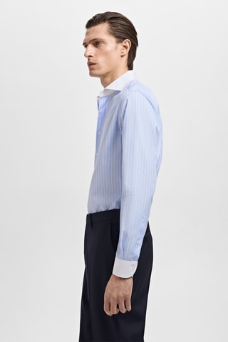 Chemise costume slim-fit en imprimé rayé - Ciel