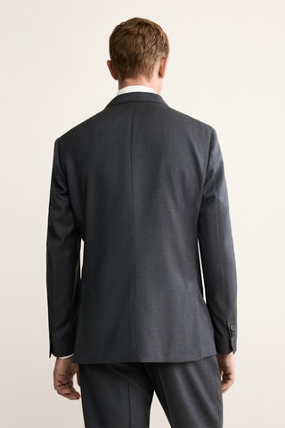 Veste costume croisée flanelle 100 % laine - Gris foncé