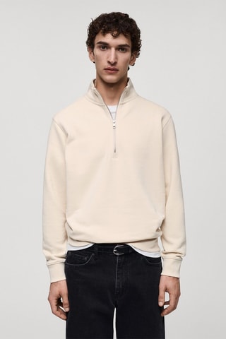 Sweat-shirt regular-fit col zippé - Blanc