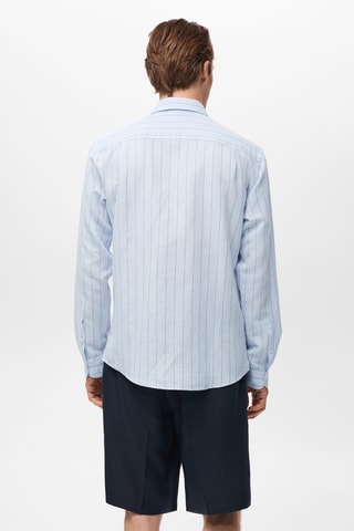 Chemise lin rayures tennis - Ciel