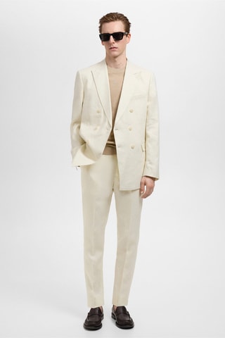 Pantalon costume Amalfi 100 % lin slim-fit - Blanc