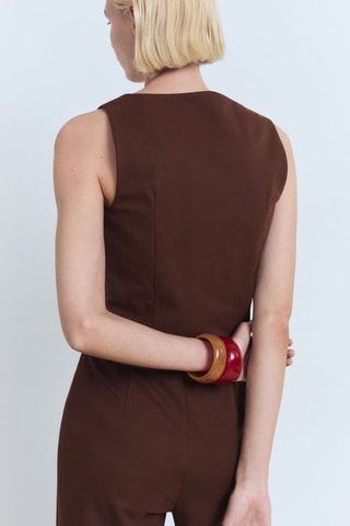 Top coton boutons - Marron