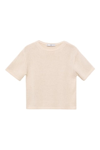 Pull en maille de coton manches courtes - Gris