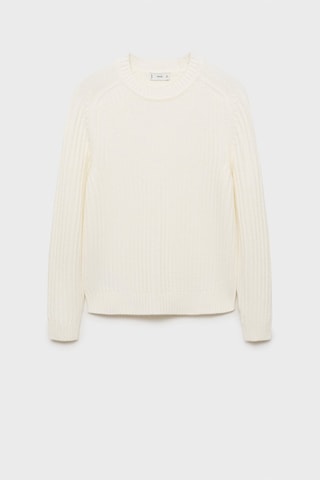 Pull-over maille côtelée laine mélangée - Blanc
