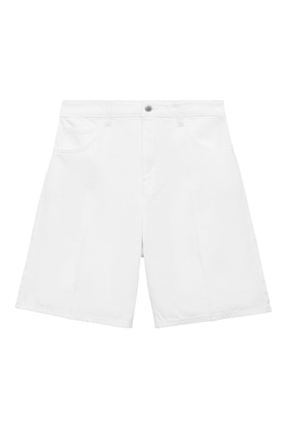 Bermuda en jean droit taille haute - Blanc