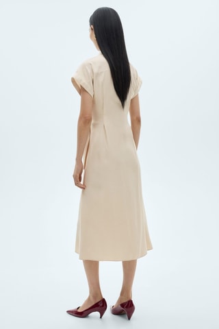 Vestido camisero cruzado - Beige