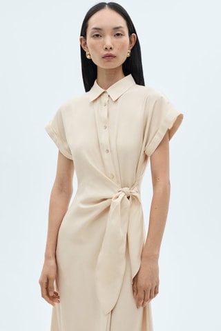 Vestido camisero cruzado - Beige