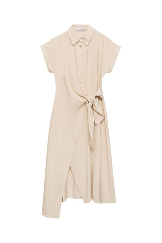 Vestido camisero cruzado - Beige