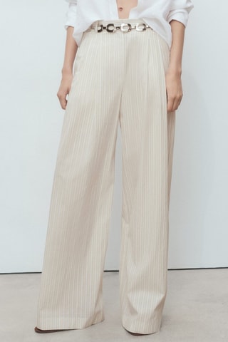 Pantalon large à rayures - Gris clair