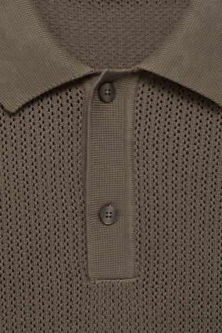 Polo maille ajourée coton - Vert foncé