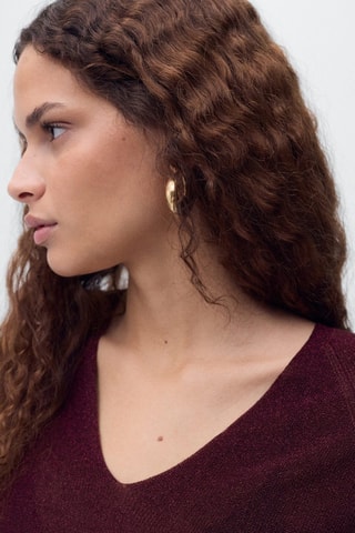 Pull-over Lurex col V - Bordeaux