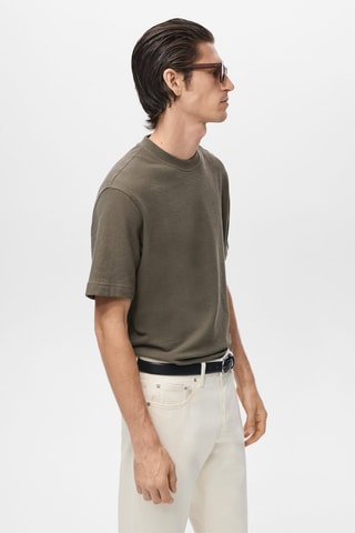 T-shirt structure 100 % coton rayures relaxed-fit - Marron